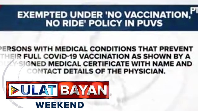 'No vax, no ride' policy, ipatutupad na sa pampublikong transportasyon bukas