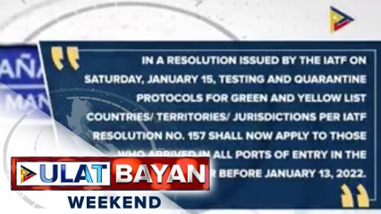 Bagong quarantine protocols, susundin ng mga pasahero na dumating sa bansa ng January 13