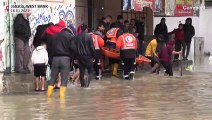 Residentes de Gaza fogem das chuvas torrenciais