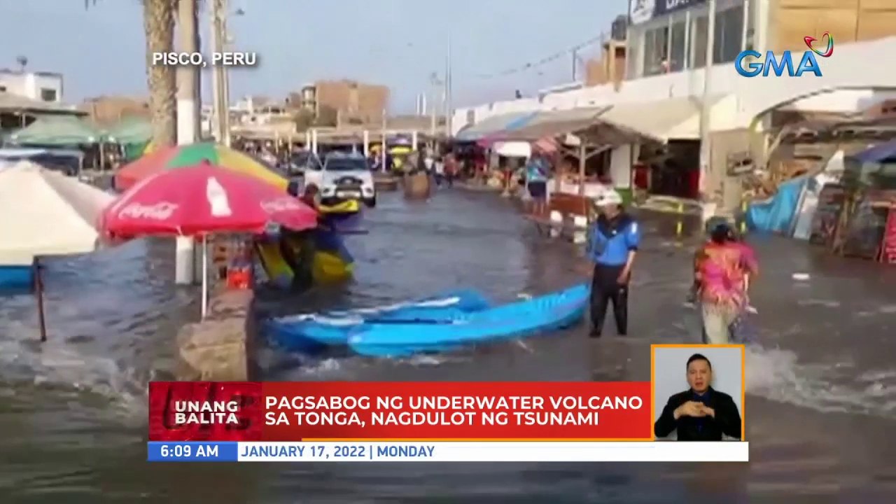 Pagsabog ng underwater volcano sa Tonga, nagdulot ng tsunami | UB
