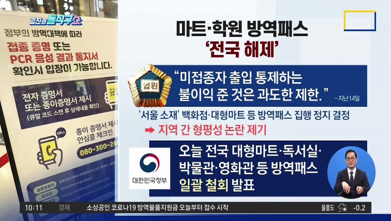 [핫플]백화점·마트·학원 방역패스 ‘전국 해제’