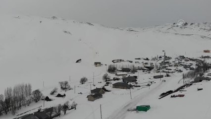 Besiciler kızaklarla ot taşıyarak hayvanlarını besliyor