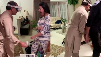'Dad plays VR cricket for the first time, accidentally swings at mom & son while 'hitting the ball''