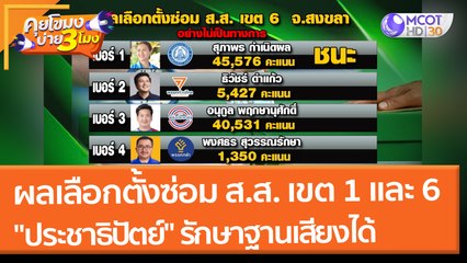 ผลเลือกตั้งซ่อม ส.ส. เขต 1 และเขต 6 "ประชาธิปัตย์" ยังรักษาฐานเสียงไว้ได้ (17 ม.ค. 65) คุยโขมงบ่าย 3 โมง