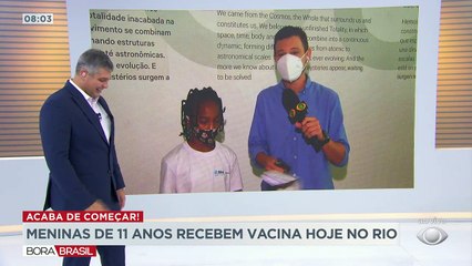 Na capital fluminense, a pequena Marion, de 11 anos, foi a primeira a receber o imunizante. Ela incentivou outras crianças a também se vacinarem.