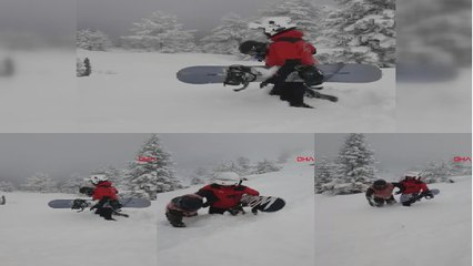 Snowboard yaparken kaybolan tatilciyi jandarma kurtardı