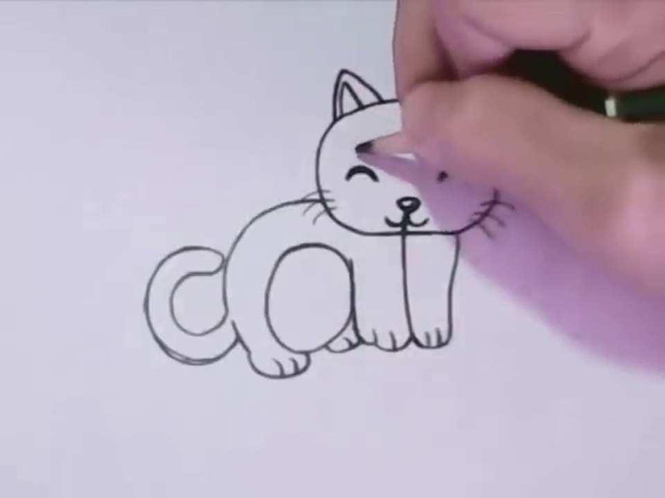 How to draw a cat? step by step - turn the word cat into a cartoon cat.