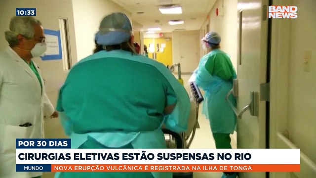 Estão suspensas, a partir de hoje, as cirurgias eletivas no estado do Rio pelo período de 30 dias. A medida vale para todas as unidades de saúde do estado.Saiba mais em youtube.com.br/bandjornalismo