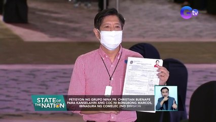 Petisyon ng grupo nina Fr. Christian Buenafe para kanselahin ang COC ni Bongbong Marcos, ibinasura ng COMELEC 2nd Division | SONA