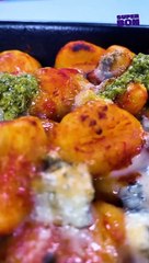 Gratin de gnocchis au gorgonzola et au pesto