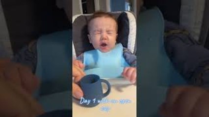 Baby's Still Getting Used to Drinking from an Open Cup