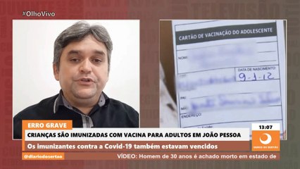 Crianças são vacinadas contra a covid-19 com doses de adultos e com suspeitas de vencimento dos imunizantes, em Lucena