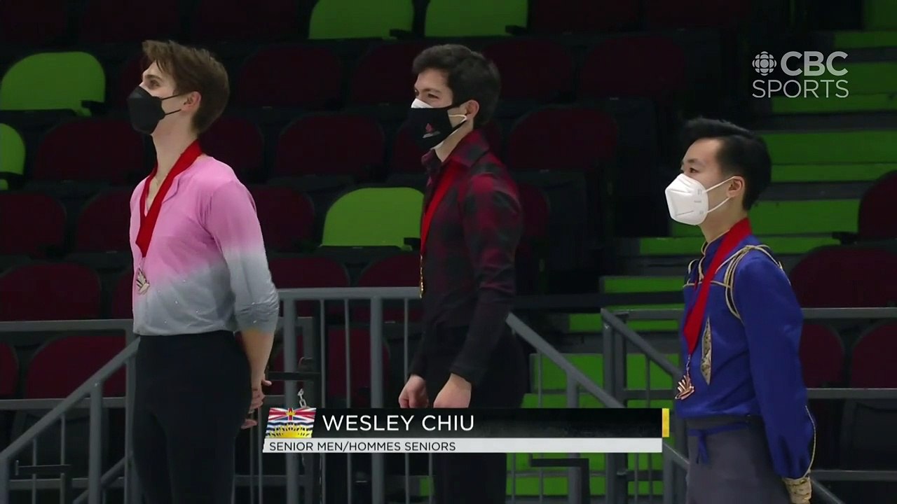 2022 CFSC Senior Men Medal Ceremony (No Audio for the First 4.5 Minutes) 720p - Keegan Messing, Roman Sadovsky, Wesley Chiu