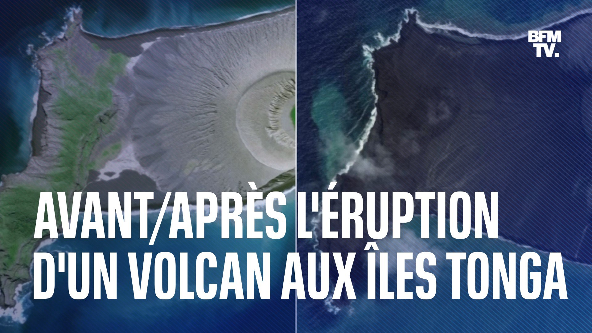 Les images avant/après l'éruption d'un volcan aux îles Tonga - Vidéo  Dailymotion