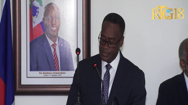 Seremoni enstalasyon mèt Jean Fallieres Bazelais kòm nouvo direktè jeneral ministè jistis.