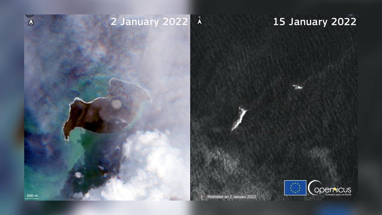 Una erupción volcánica hace desaparecer una isla de Tonga
