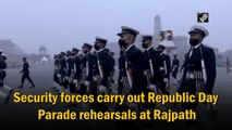 Security forces carry out Republic Day Parade rehearsals at Rajpath