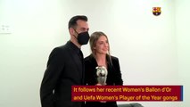 Barca captain Busquets presents Putellas with Best FIFA award