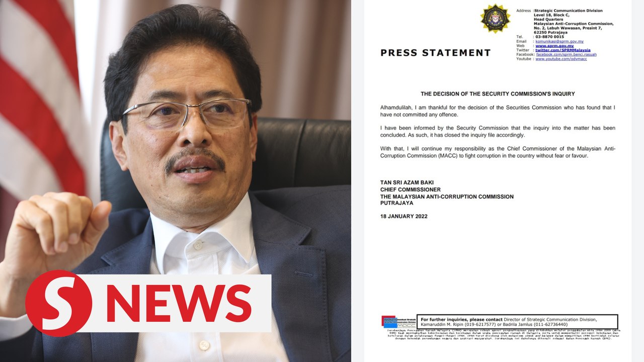 Azam says he has been cleared by SC, will continue his duties as MACC chief