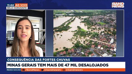 Minas Gerais registra mais de quarenta e sete mil pessoas desalojadas desde o início do período chuvoso, em outubro do ano passado.Saiba mais em youtube.com.br/bandjornalismo