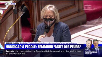 Handicap à l'école: Sophie Cluzel salue "la réaction unanime et immédiate de l'ensemble de la classe politique" contre les propos d'Éric Zemmour