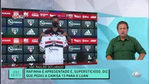 O lateral Rafinha foi apresentado no São Paulo e, supersticioso, vai vestir a camisa 13. Para Chico Garcia, o jogador chega no Tricolor para ser um líder da equipe.