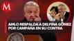 AMLO denuncia campaña contra Delfina Gómez por caso de ‘diezmos’ en Texcoco