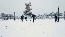 Kurdish city blanketed in snow in Iraq