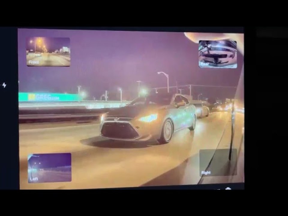 Tesla Car with Multiple Camera Angles Catches Rollover