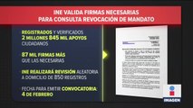 INE valida firmas necesarias para consulta de revocación de mandato