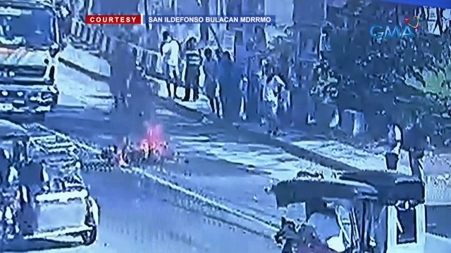 Banggaan ng isang truck at isang motorsiklo, na-huli cam sa CCTV; rider, sugatan | 24 Oras