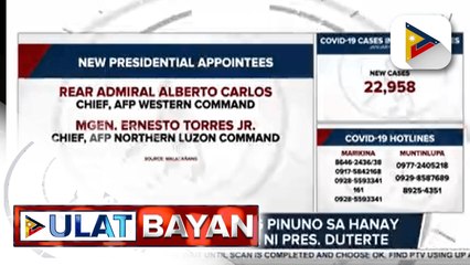 Dalawang bagong pinuno sa hanay ng AFP, itinalaga ni Pres. Duterte