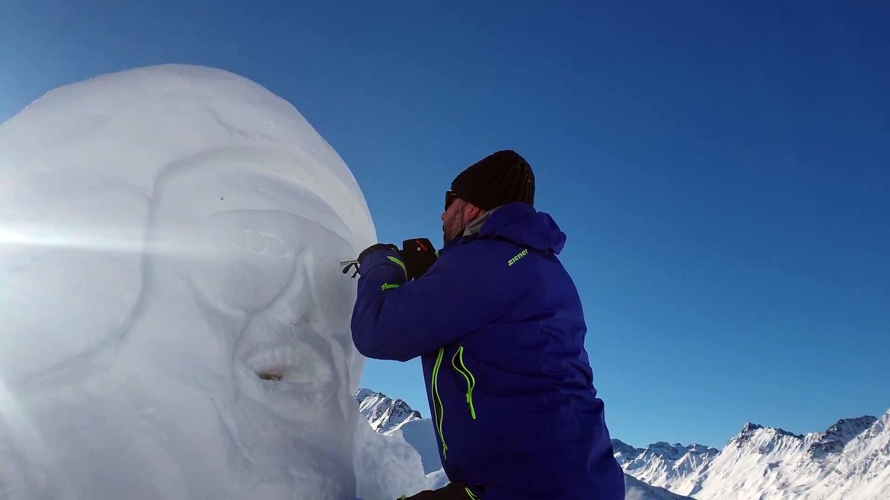 Leeds snow sculptors create Eddie the Eagle on Austrian mountain for international competition