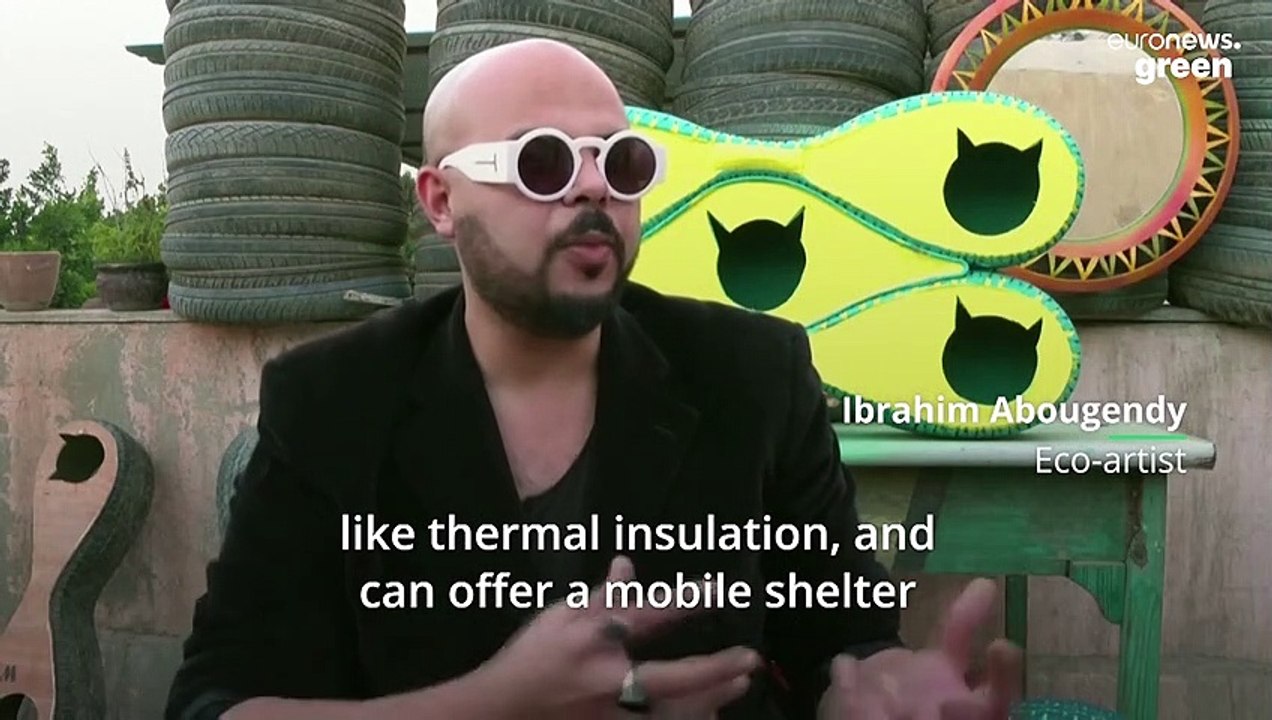 This eco-artist builds cat shelters out of recycled car tyres