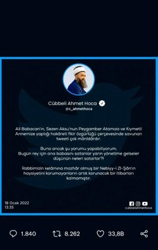 Cübbeli Ahmet Hoca, Ali Babacan'a ateş püskürdü