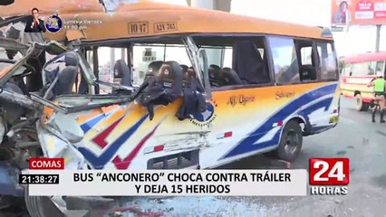 Comas: 20 personas salvan de morir luego que bus en que viajaban impactara contra un tráiler