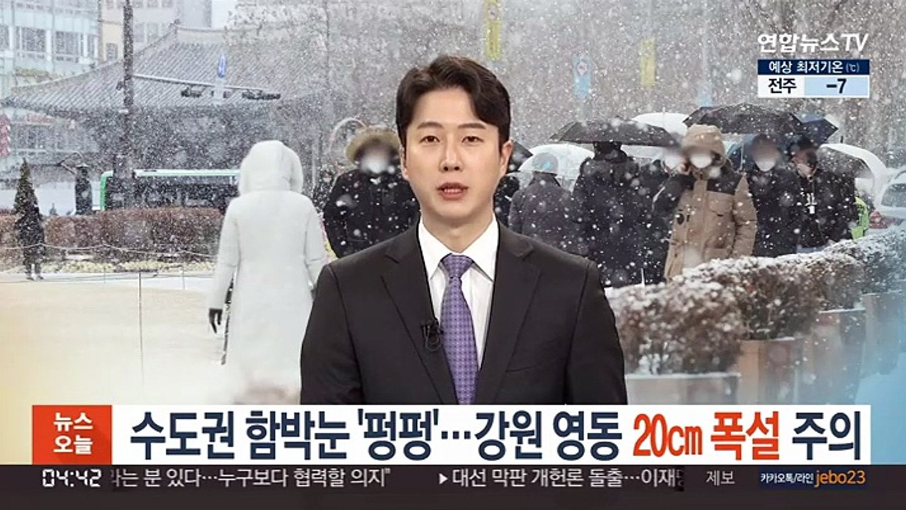 수도권 함박눈 '펑펑'…강원 영동 20㎝ 폭설 주의