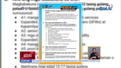 Mga dapat tandaan kung magpapabakuna sa 'Resbakuna sa mga botika' ng DOH | UB