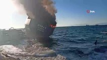 Kartal açıklarında karaya oturan gemide yangın çıktı