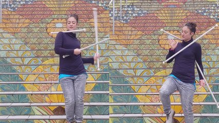 'Circus artist's freestyle juggling act on COLORFUL staircase is MESMERIZING '