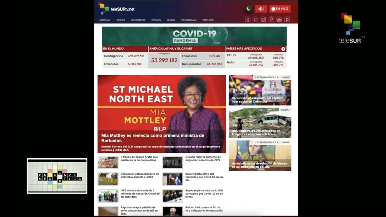 En Clave Mediática 20-01: Mia Mottley reelecta Primera Ministra de Barbados