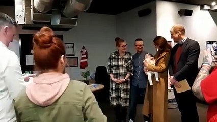 Prince William and Kate with baby at COTS