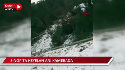 Sinop'ta heyelan anı kamerada