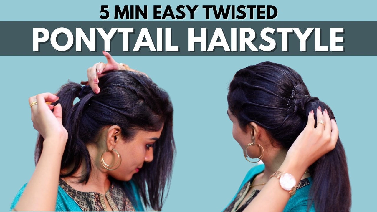 2 Easy Twisted Ponytail Hairstyle in 5 Min | For Casual Outings / College / Office