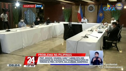 Prof. Monsod, sinabing samu't saring isyu ang mamanahin ng susunod na pangulo pagkatapos ng termino ni Pres. Duterte; Malacañang, dumepensa | 24 Oras