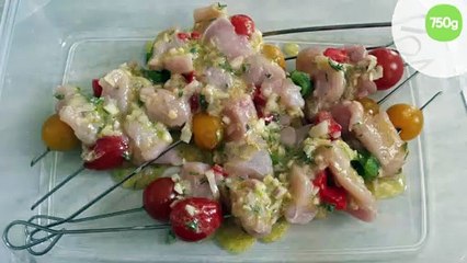 Brochettes de dinde, marinade thym-citron