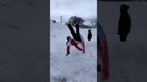 Slow Motion Sled Jump Wipeout