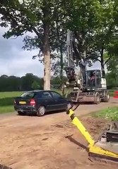 EXCAVATOR VS LAMBORGHINI crash crazy...