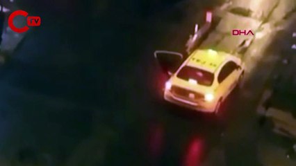 Taksiden indirdiği kadını darbetti, yerde sürükledi