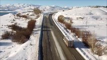 Drone - Kar yağışı kartpostallık görüntüler oluşturdu